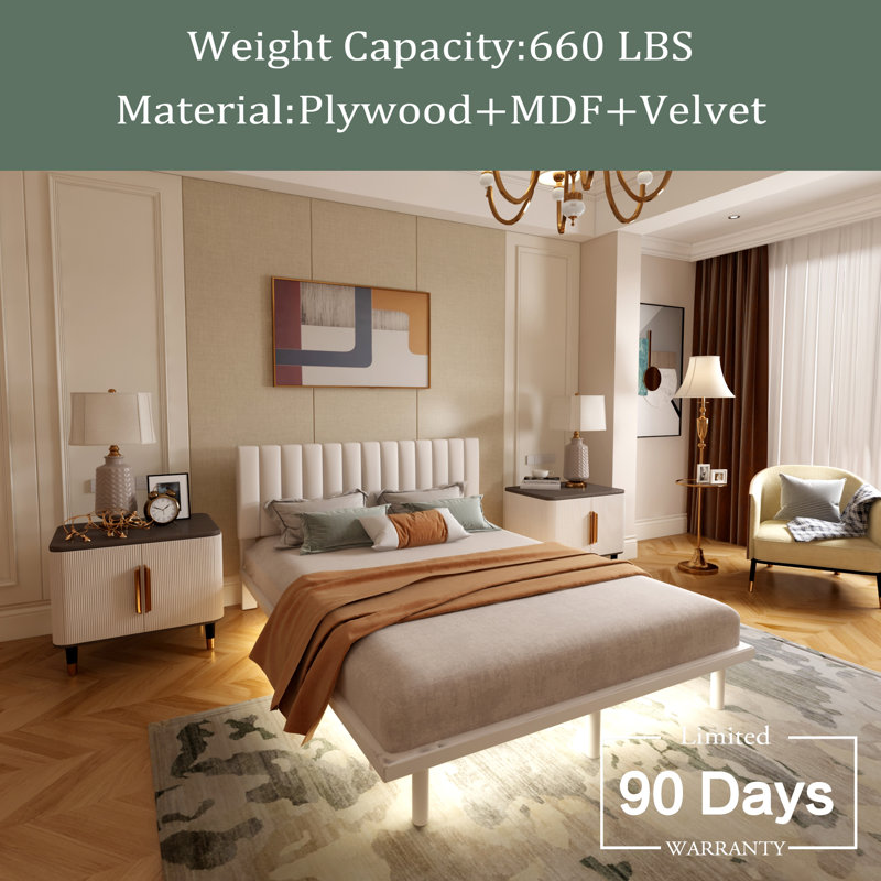 Grand lit plateforme, Beige