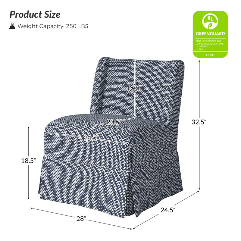 Averykate 28'' Wide Slipcovered Chair with Wingback, Gray Geometric