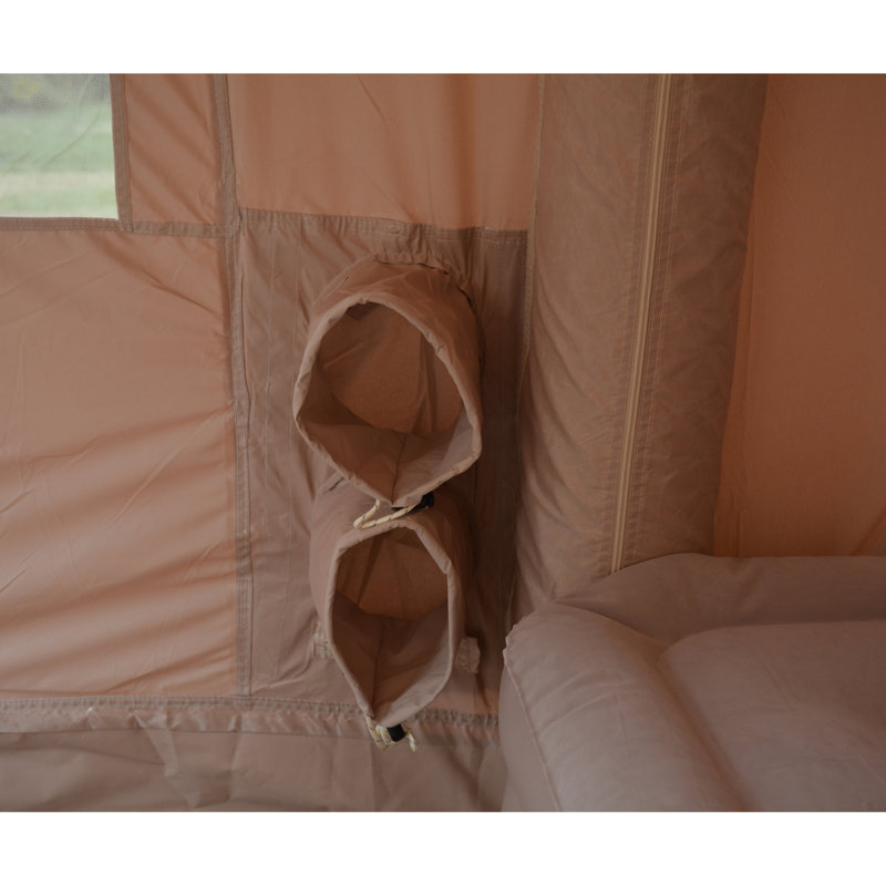 Tente de camping gonflable beige 9,8 x 13 pi avec auvent: installation sans effort et imperméable