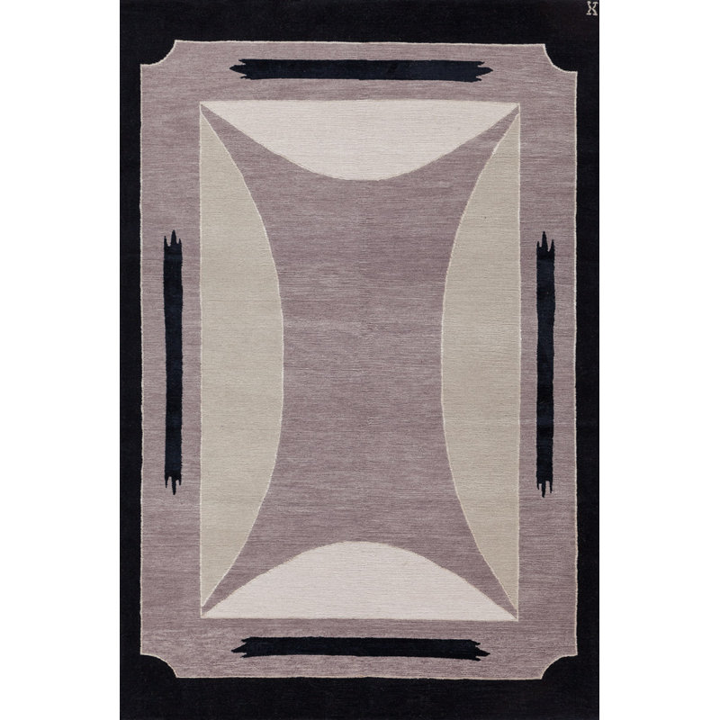 Toulon Geometric Area Rug in Lavender/Ivory/Ebony, Runner 3' x 15'