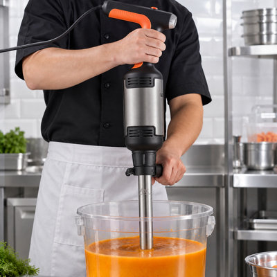 Commercial Immersion Blender, 750W, 14-inch, Heavy-Duty Hand Mixer for Restaurant, Handheld Stick for Soups & Sauces, Pure-Copper Motor, Variable Speed, Stainless Steel 3-Blade Head, Handle
