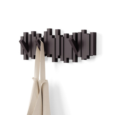 5-Hook Wall Mounted Coat Rack, Flip Down Hooks for Entryway, Bedroom, Office