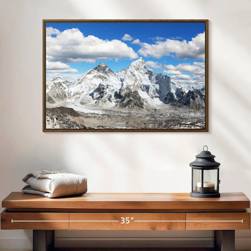 Vue panoramique de l'Himalaya, Cadre flottant blanc, 46 po x 31 po