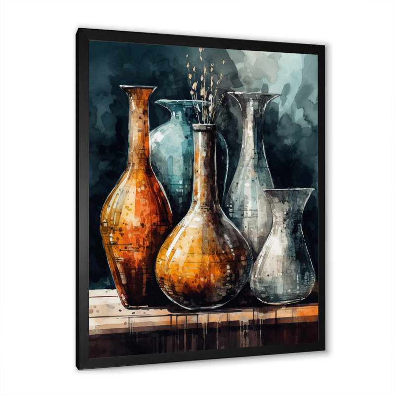 «Rumaisah Orange and Green Soulful», reproduction sur toile, Cadre photo noir, H 20 po x l 12 po x P 1 po