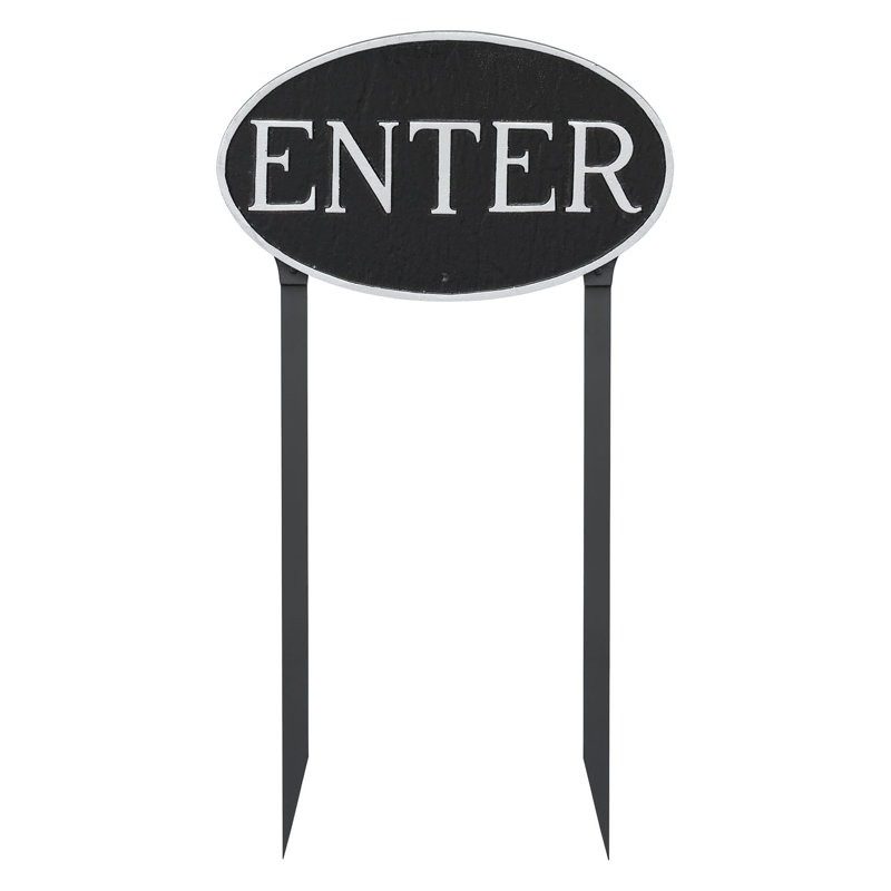 Weather Resistant Metal Garden Sign, Black/Silver