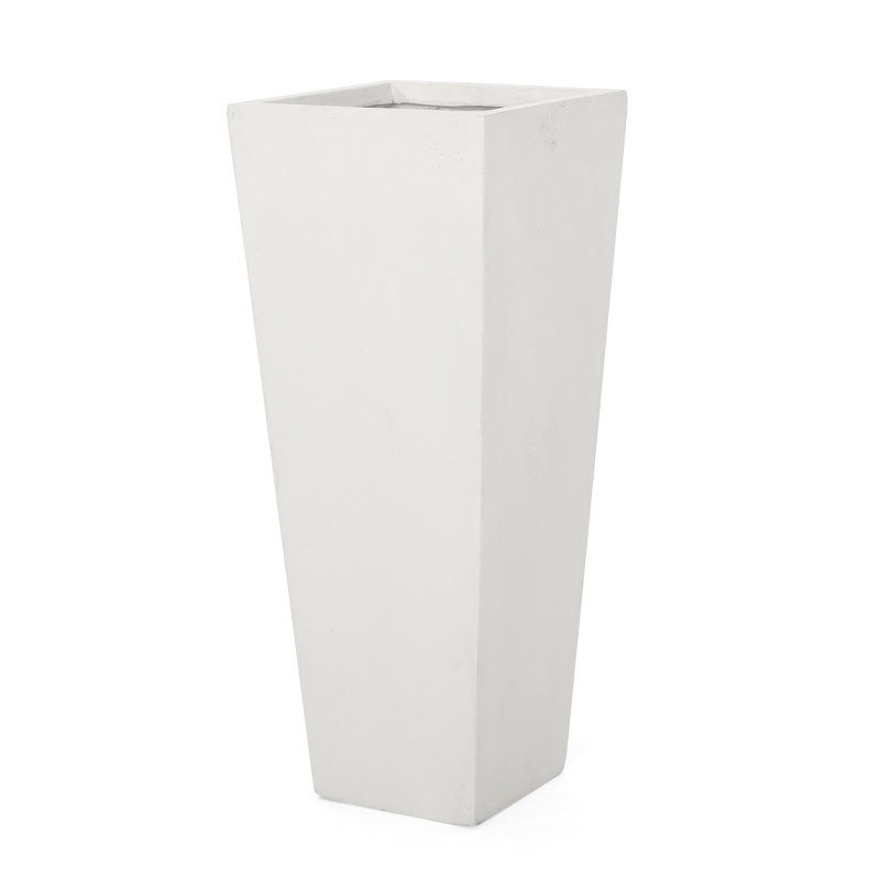 Outdoor Magnesium Oxide Planter In Tapered Form - 12.83L X 12.83W 33.14H, Matte White, Add Style To Your Backyard, No Assembly 12.83In L W 33.14In H, Elevate Patio Decor,