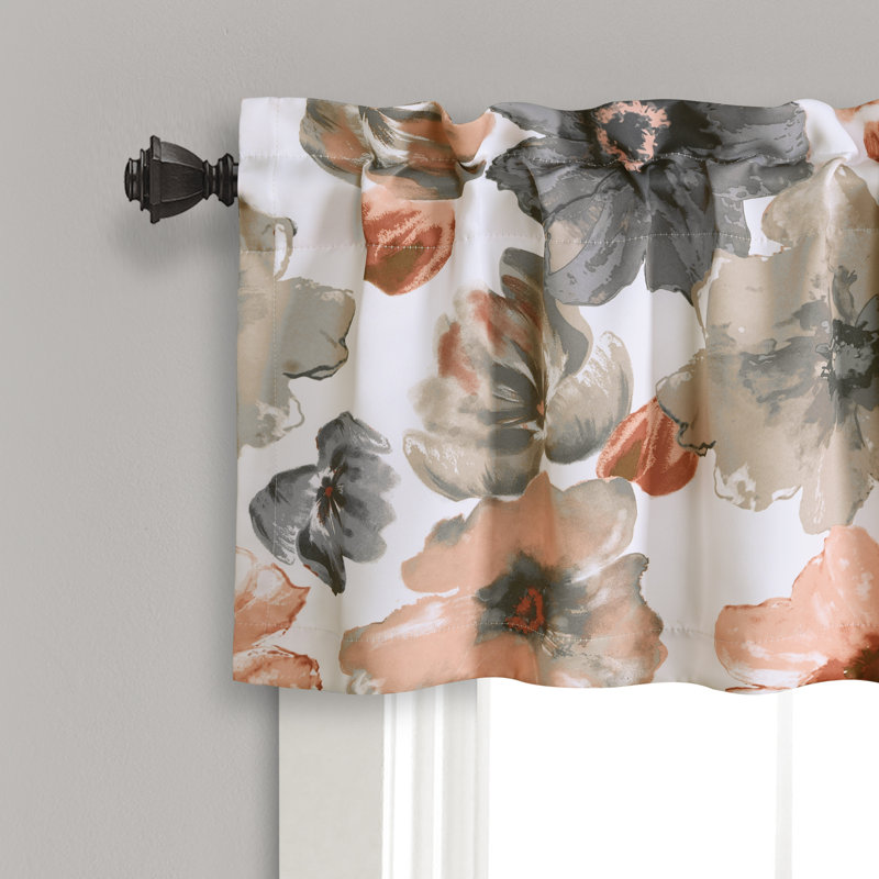 Lush Decor Leah Floral Single Window Valance, Coral