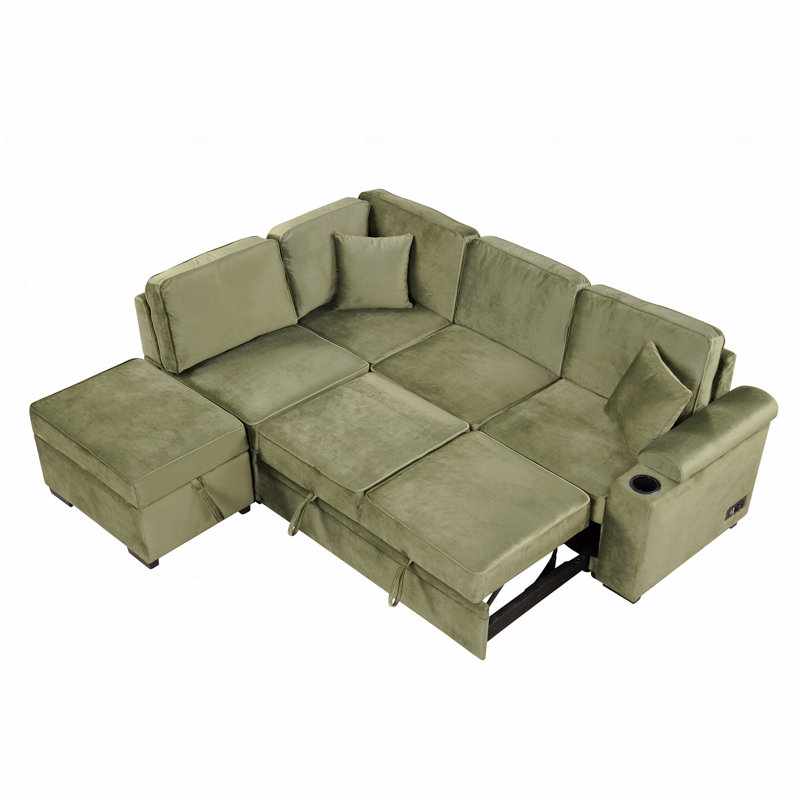 Canapé-lit, canapé-lit de 84,75 po, canapé-lit coulissant 2 en 1 avec repose-pieds avec rangement, Velours vert