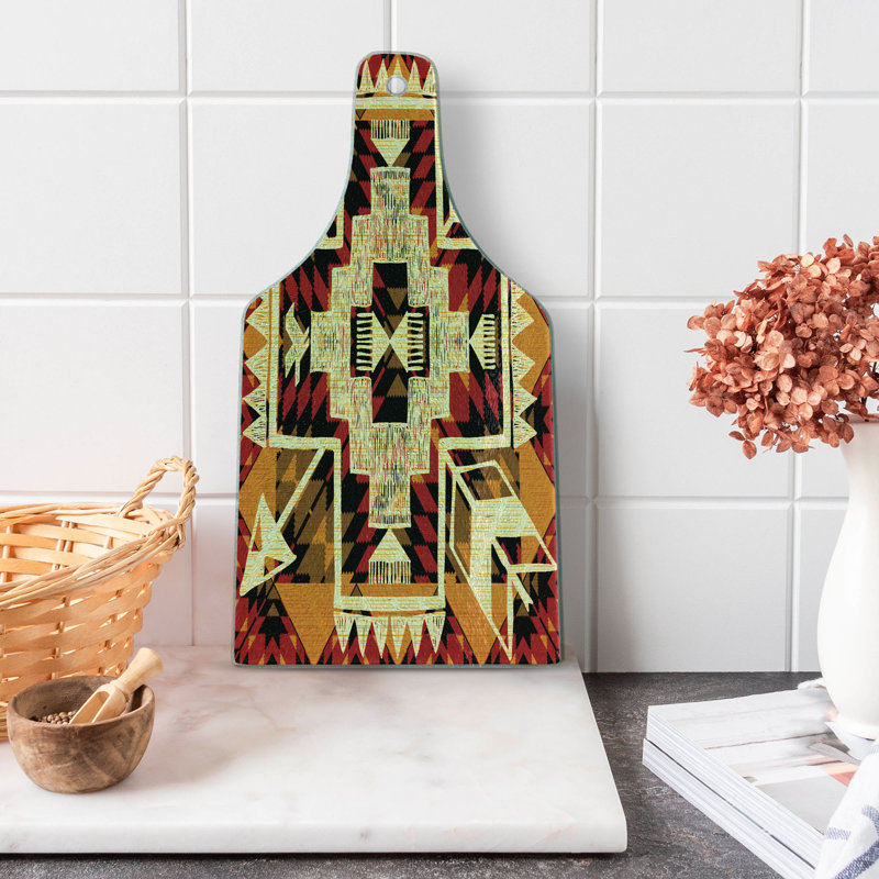 Planche à découper Ambesonne rétro en verre trempé Boho plante orange jaune rouge