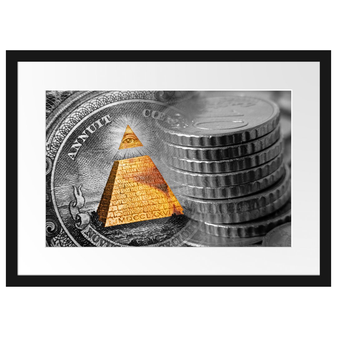 Gerahmtes Poster Illuminati Pyramide Dollar