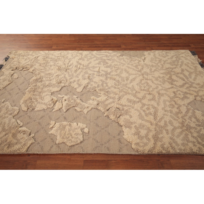 Tapis oriental marocain abstrait fait à la main 5 x 8 po