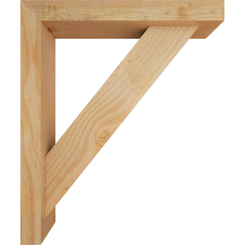 Traditional Block Bracket w/ Offset Brace, 24 x 20, 4"W Douglas Fir (Rough Sawn)