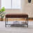 30.7" Faux Fur Upholstered Bench with Wooden Open Storage Shelf,-42266555