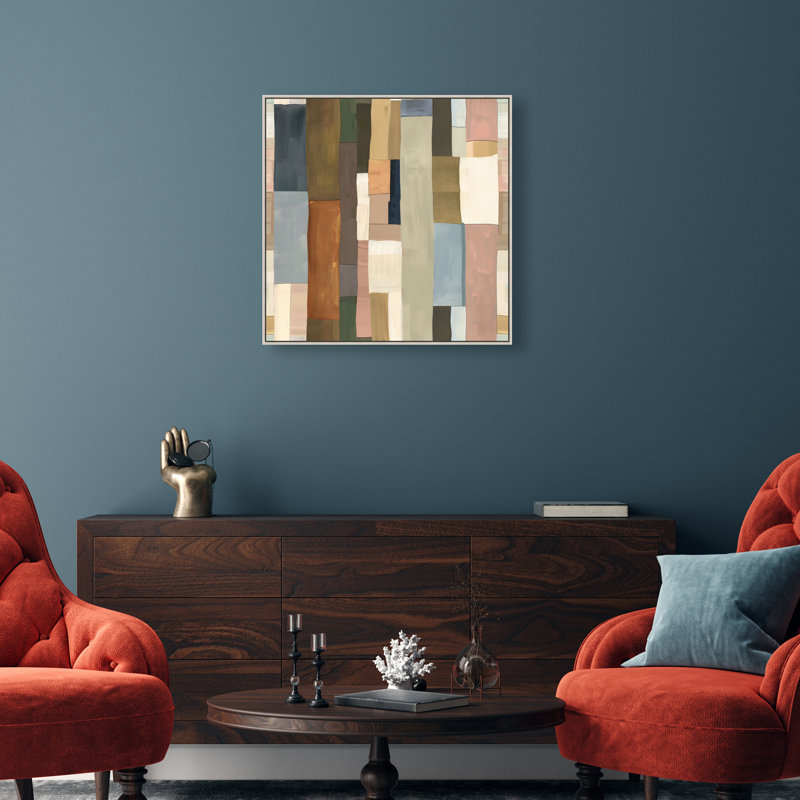 Woven Earthscape Canvas Abstract Print by Oliver Gal, Black Frame, 12 x 12, 31"H x 31"W, Silver Frame