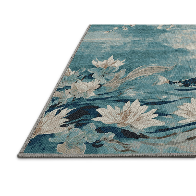 Machine Washable Brown Area Rug, Rectangle 7' x 9'