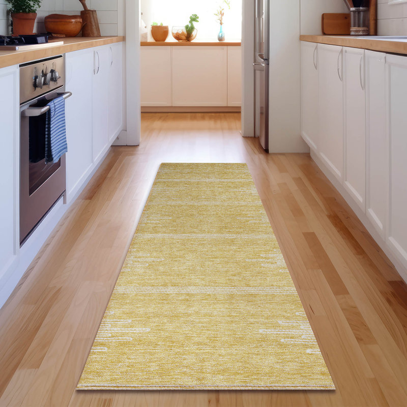 Premium Machine Washable Cerrito Gold Rug, Runner 2'3" x 7'6"