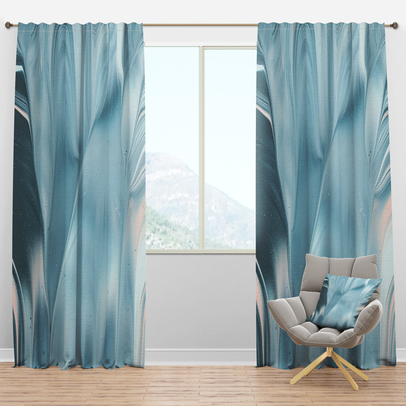 Blue Modern Water I - Modern Velvet Curtain - Room darkening - 1 panel, 52"W x 120"L