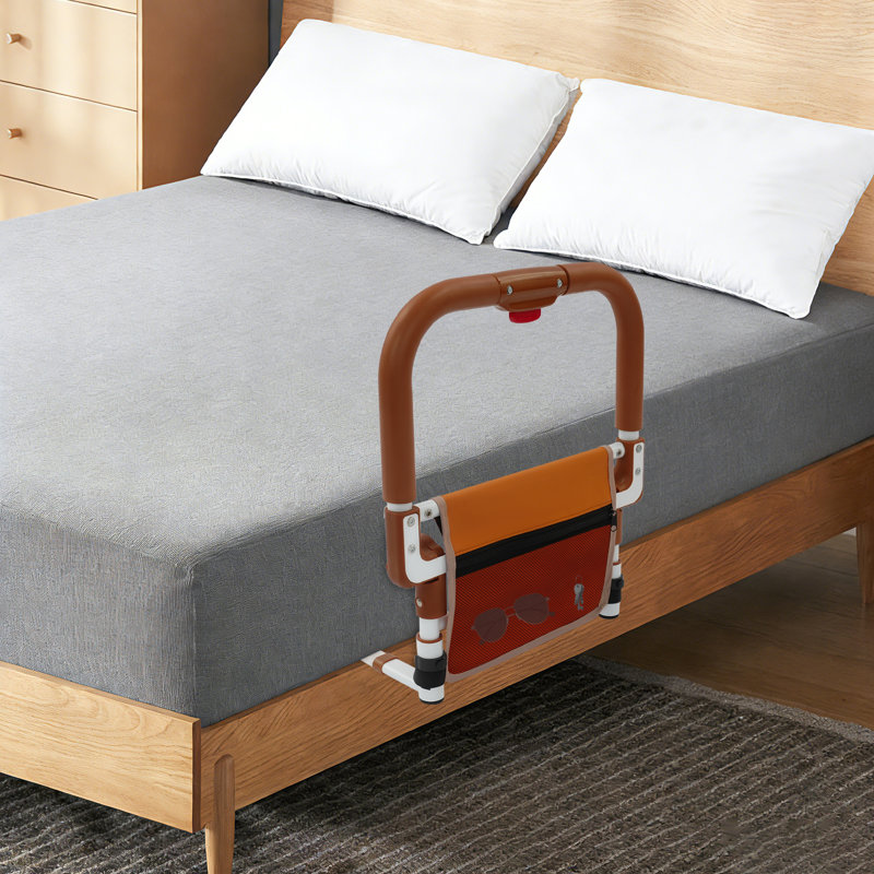 Foldable Bed Rail for Elderly, 330 LBS Weight Capacity Bedside Assist Handle with Storage Pocket for Home Care