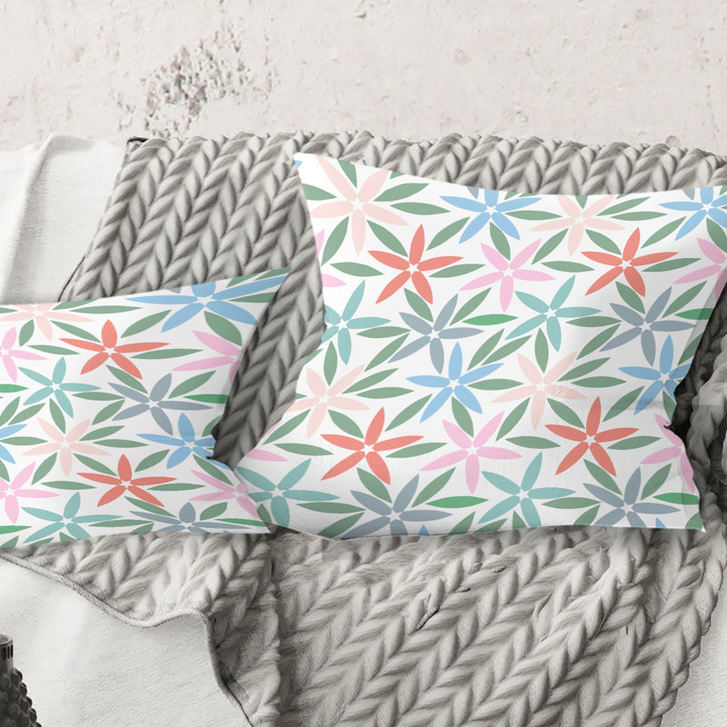 Coussin décoratif rétro à motif floral rétro III, 18 po x 18 po