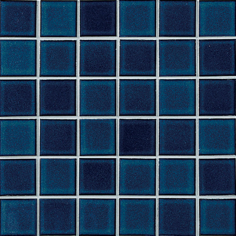 Biyusai 0.89" x 0.89" Ceramic Mosaic Wall Tile, 1.85" W x 1.85" L, Navy Blue