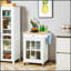 Chariot d'îlot de cuisine 27 pouces avec tiroir, armoire de porte en verre et tablette réglable pour un rangement amélioré