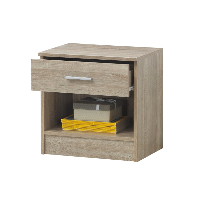 Willette 45cm W Manufactured Wood Bedside Table, Sonoma Oak