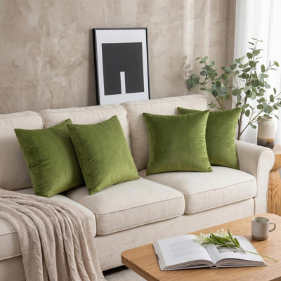 Housse de coussin en velours doux de couleur unie, polyvalente et élégante