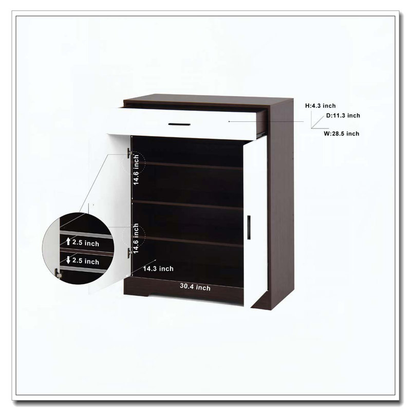Range-chaussures en bois, Blanc / Espresso