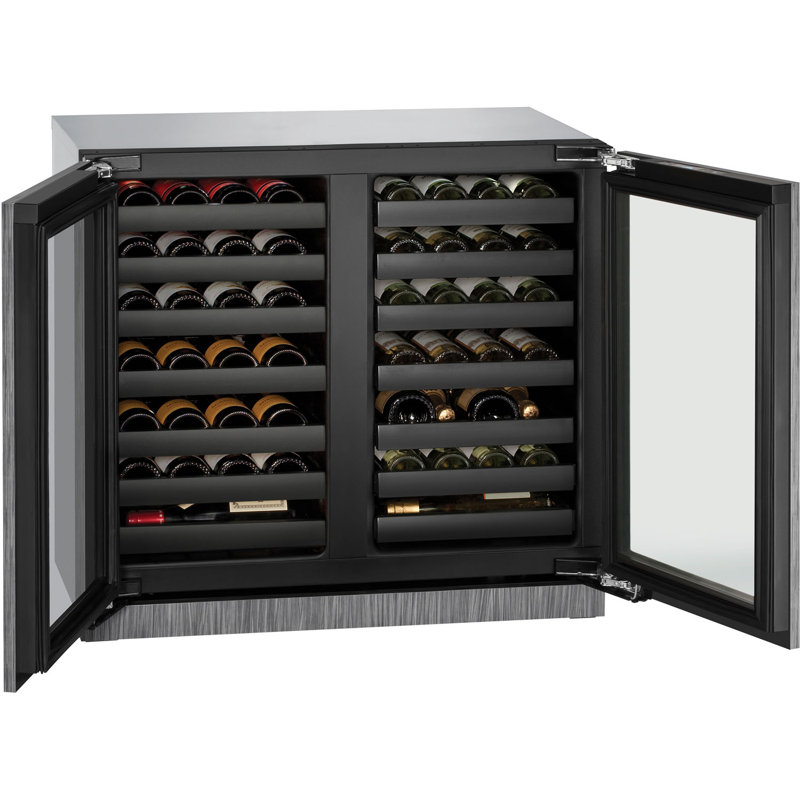 U-Line 36"W. 3000 Series 7.0 Cu.Ft. Dual Zone French Door Wine Refrigerator - Panel Ready Frame with Glass