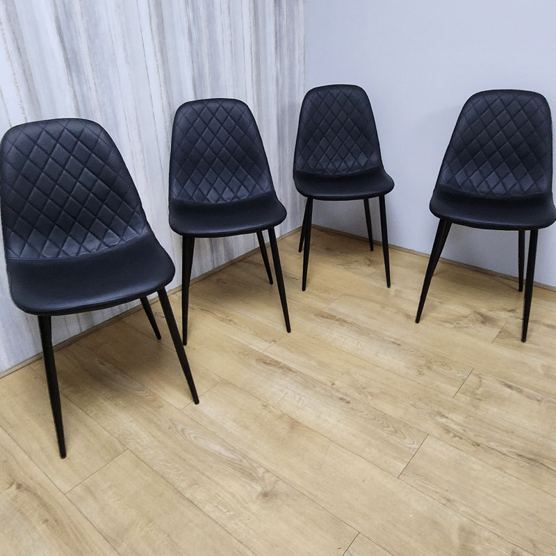 Penarth 44cm H Upholstered Metal Side Chair, Black, Black