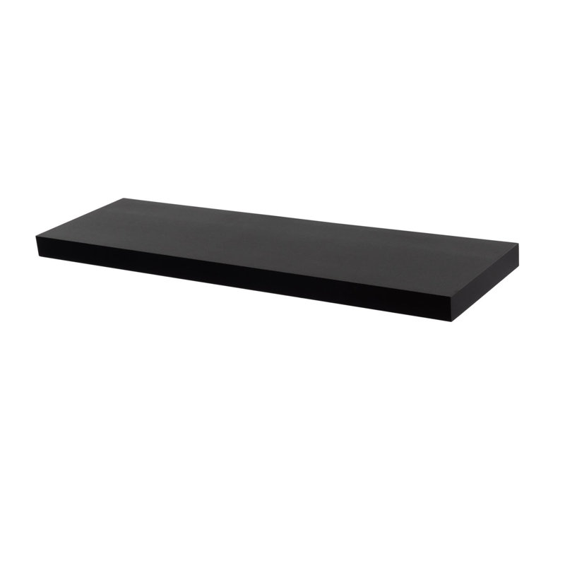 Harbour Housewares - Modern Floating Wall Shelf, Black, 4cm H x 80cm W x 23.5cm D