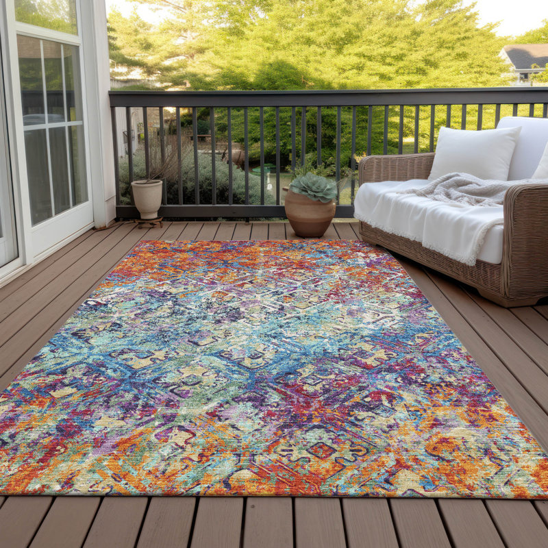  Mahaney Indoor/Outdoor Area Rug with Non-Slip Backing, Rectangle 8' x 10'