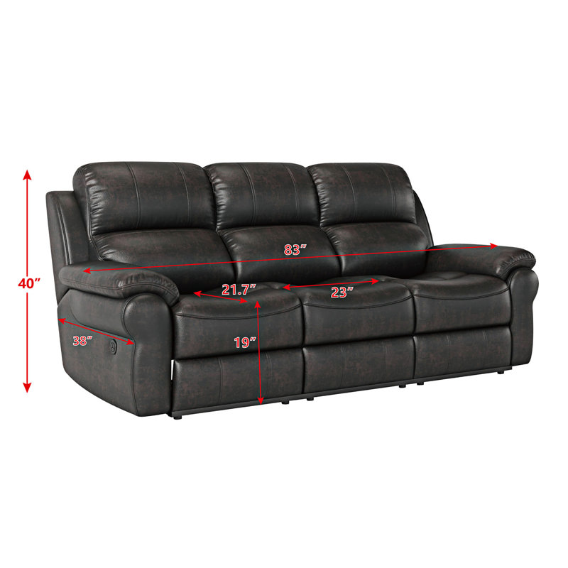 Fabric Power Reclining Sofa with Drop Down Table USB Button and Wireless Charger, Espresso