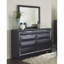 Commode 8 tiroirs moderne avec finition bleue et armoire de rangement en miroir