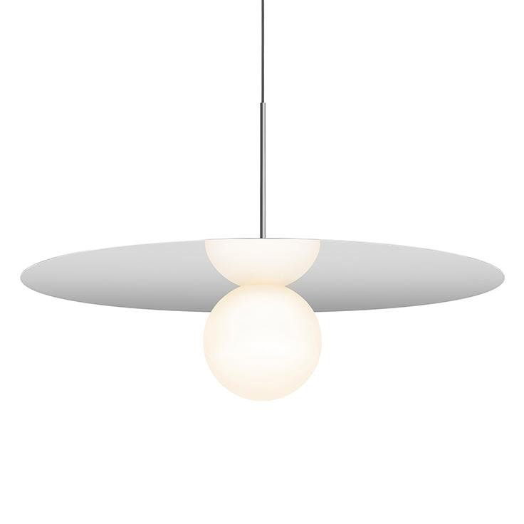 Luminaire suspendu à disque Bola, H 17,5 po x l 32 po x P 32 po, Chrome