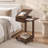 27.4" Solid Wood C-Shaped Rolling End Table with 360° Rotating Desktop, Foldable Shelf, Removable Laptop Stand & Lockable Wheels