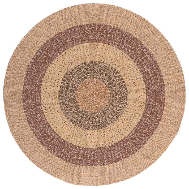 Freshour Woven Performance Machine Washable Performance Chevron Indoor/Outdoor Area Rug, Round 5'