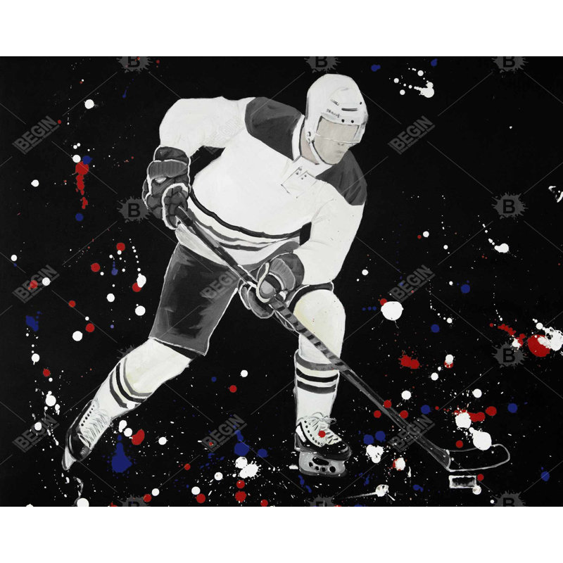 Hockey Player Ready For Action Print On Canvas