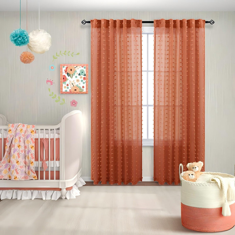 Jolan Rust Curtains 84 Inches Long For Living Room Boho Window Sheer Dark Burnt Orange Curtain Panles For Bedroom 84 Inch Length Pair Set Of 2,Terracotta Colored