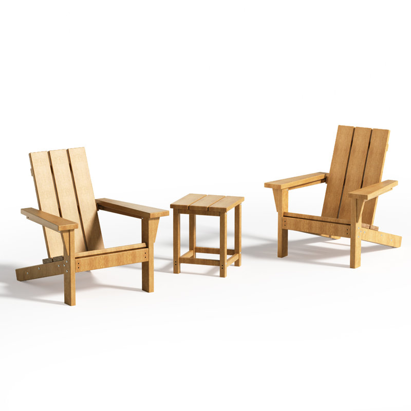 Two-person Adirondack Chair And Table Combination, Brown 