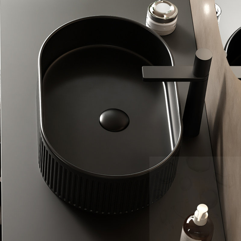 Ceramic Oval Striped Bathroom Sink