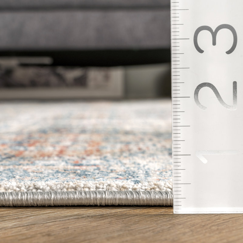 Geometric Gray/Orange/Ivory Area Rug, Rectangle 5' 3" x 7' 6"