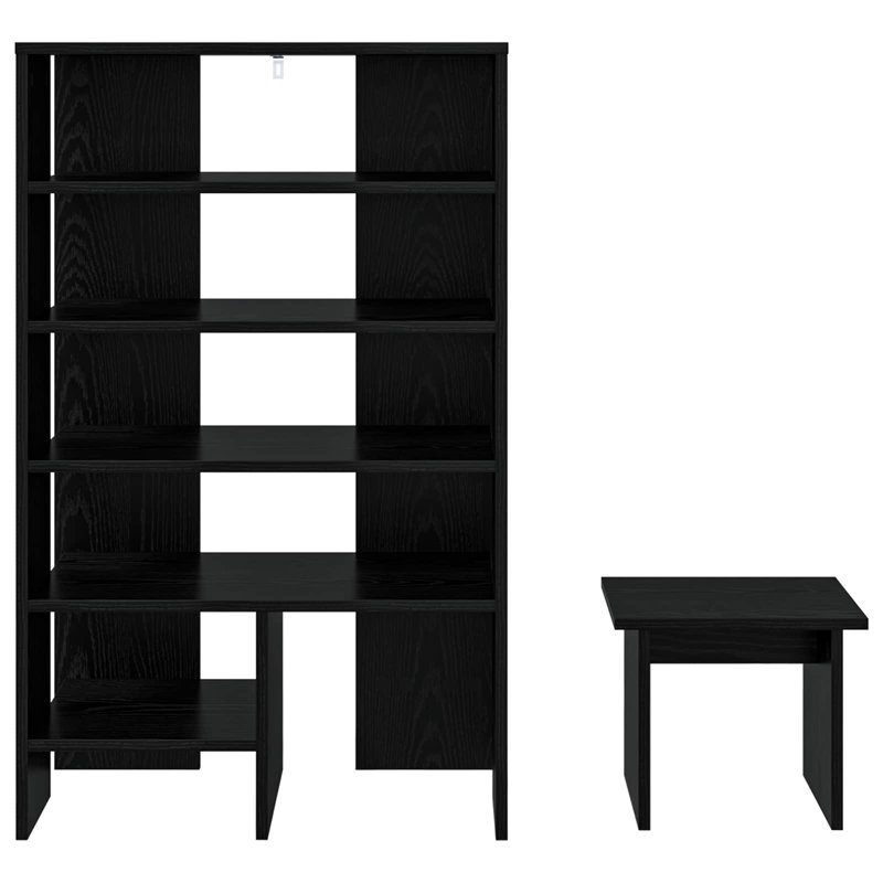 14 Pair Shoe Storage Cabinet, Black Oak