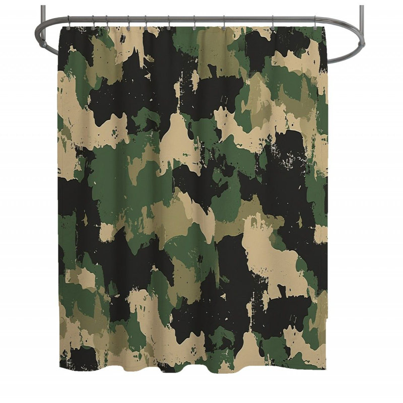 Rideau de douche camouflage - Décoration de salle de bain militaire, H 93 po x l 70 po