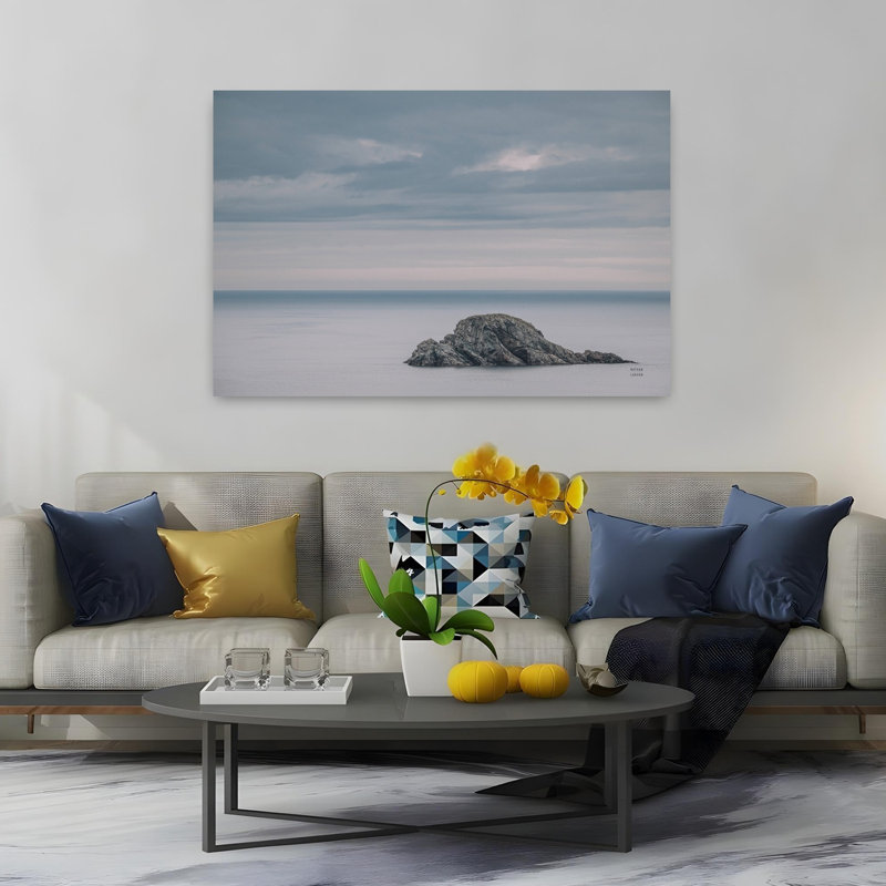 Art contemporain, paysage côtier abstrait, H 40 po x l 60 po