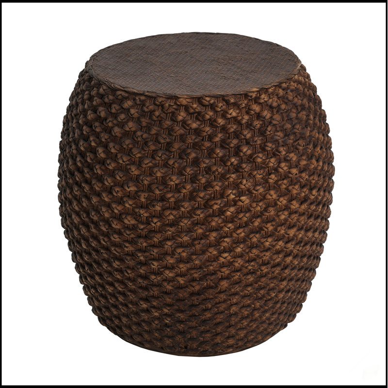 Table d'appoint en faux rotin pour l'intérieur et l'extérieur, fabriquée à la main avec des tons de brun riche