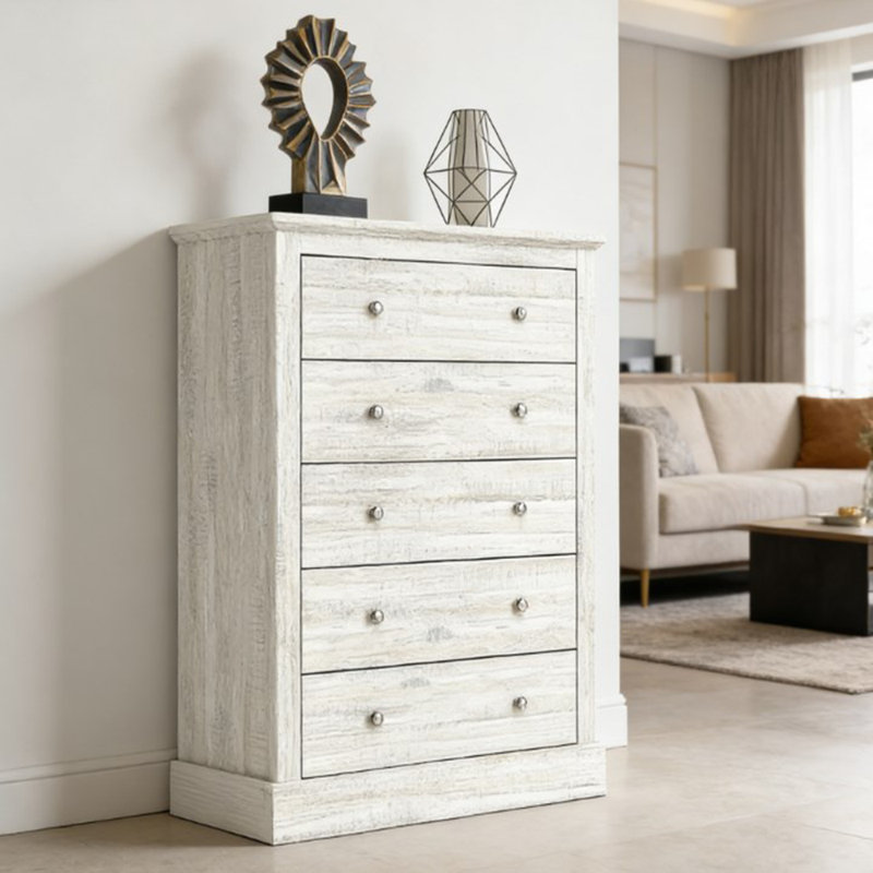 Commode 5 tiroirs style campagnard, Chêne