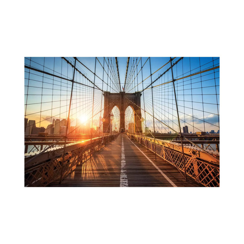 Pont de Brooklyn à New York par Jan Becke - photographie sur toile tendue, H 26 po x l 40 po x 1,5 po