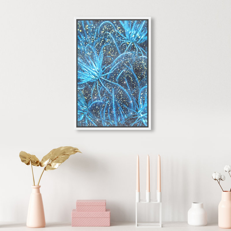 Neon garden Graphic Art Canvas, 31"H x 21"W, White Floater Frame