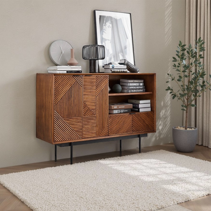 Modern light luxury style small bookcase, Brun, (4 tablettes) H 33,86 po x l 47,24 po x P 15,75 po